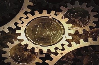 Tandwielen met Euro munt